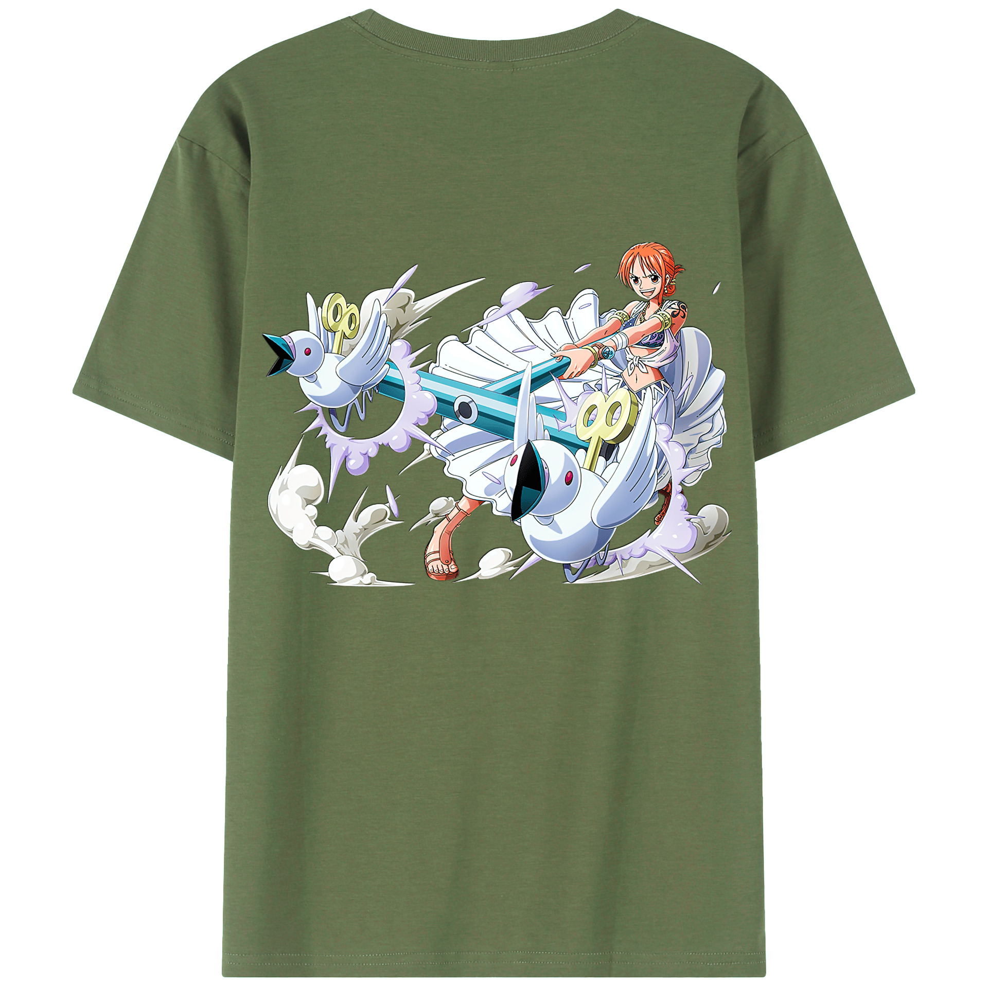（画像用） ワンピース ナミ ONE PIECE Nami 綿100％ メンズ半袖Tシャツ（バックプリント） 通気性
